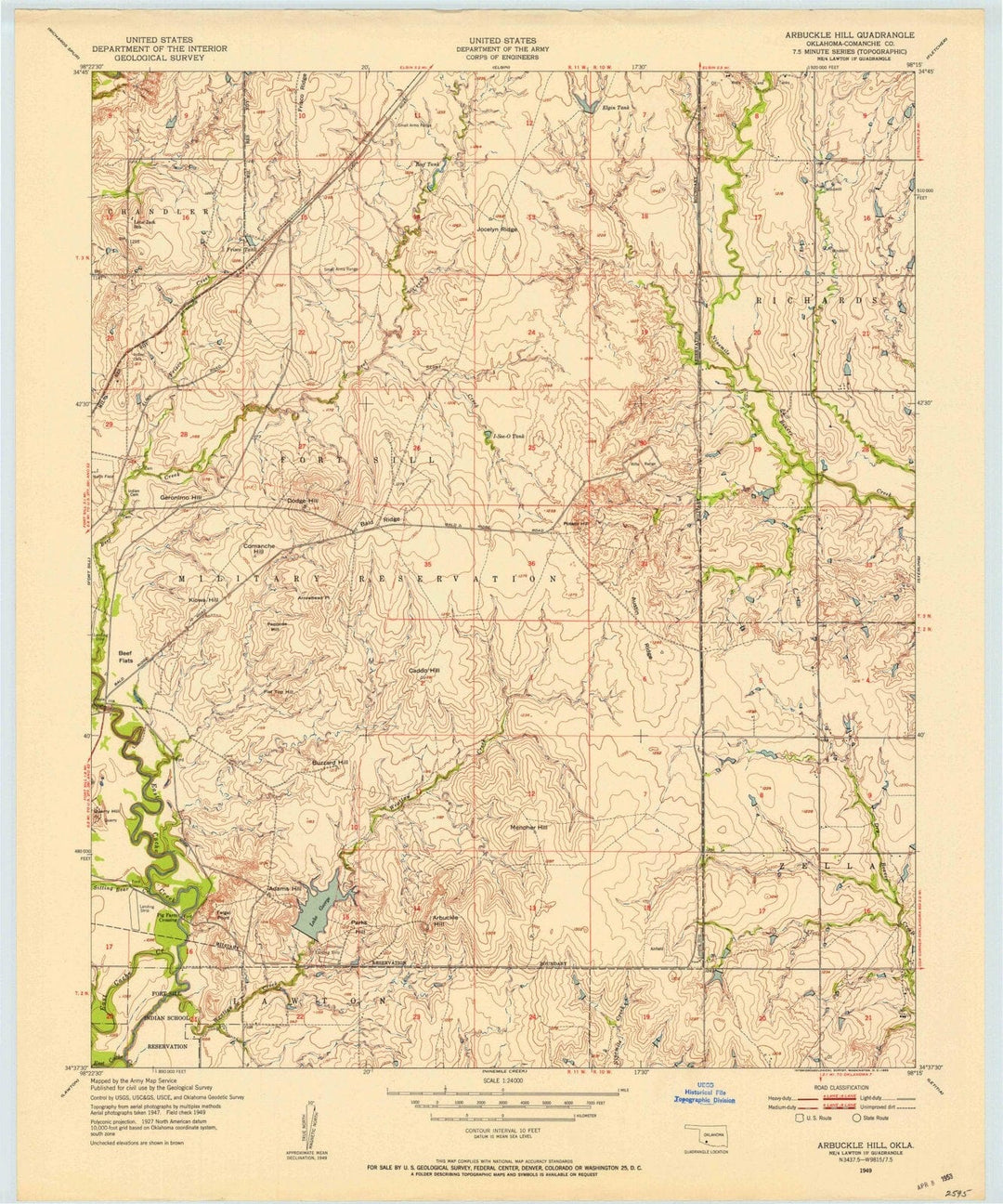 1949 Arbuckle Hill, OK - Oklahoma - USGS Topographic Map