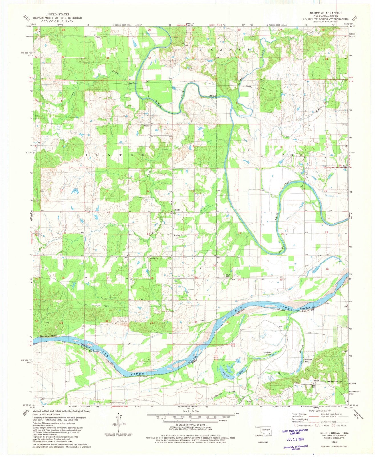 1980 Bluff, OK - Oklahoma - USGS Topographic Map