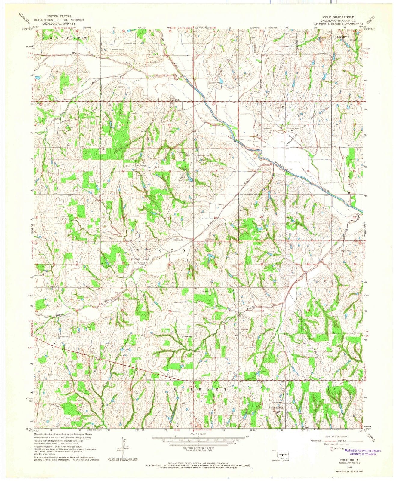1965 Cole, OK - Oklahoma - USGS Topographic Map