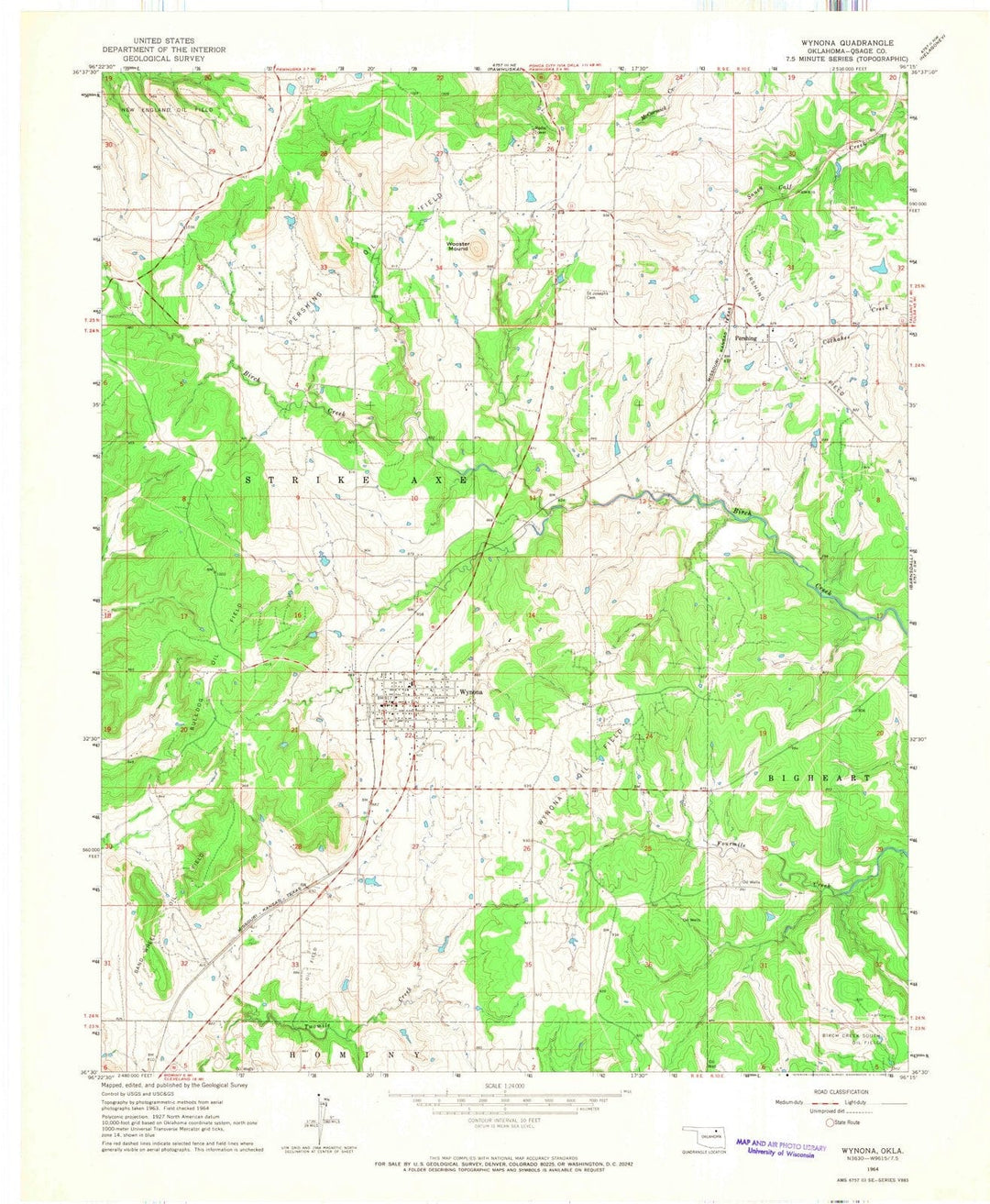 1964 Wynona, OK - Oklahoma - USGS Topographic Map