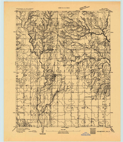 1893 Hennessey, OK - Oklahoma - USGS Topographic Map