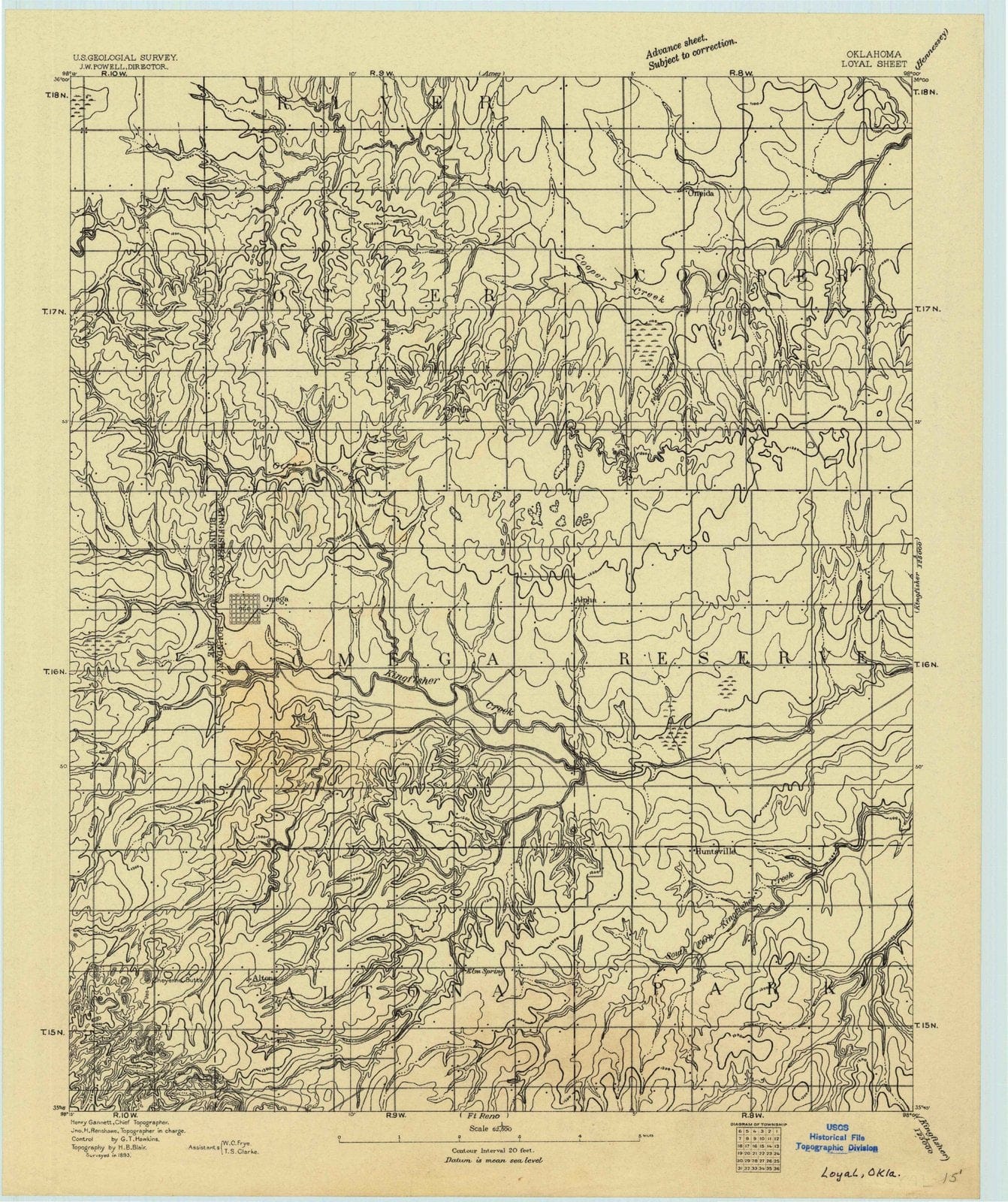 1893 Loyal, OK - Oklahoma - USGS Topographic Map
