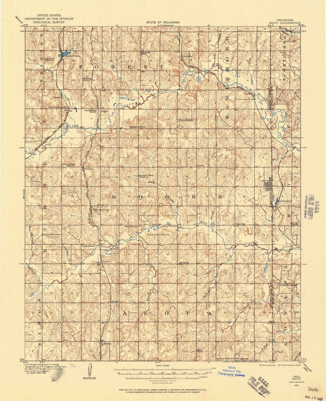 1907 Maud, OK - Oklahoma - USGS Topographic Map