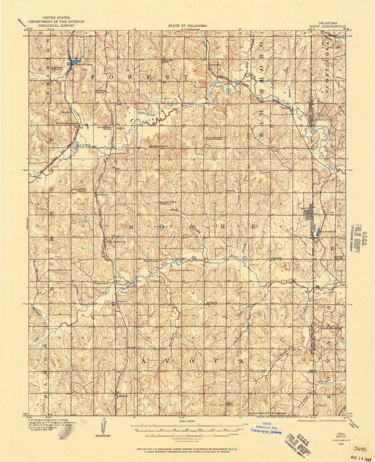 1907 Maud, OK - Oklahoma - USGS Topographic Map