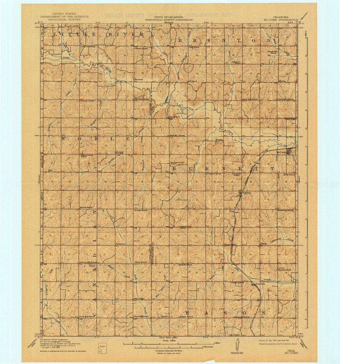 1910 McComb, OK - Oklahoma - USGS Topographic Map
