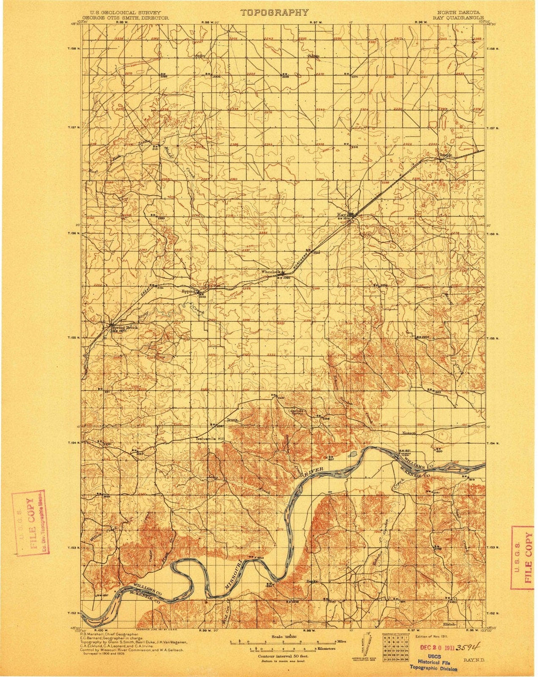 1911 Ray, ND - North Dakota - USGS Topographic Map