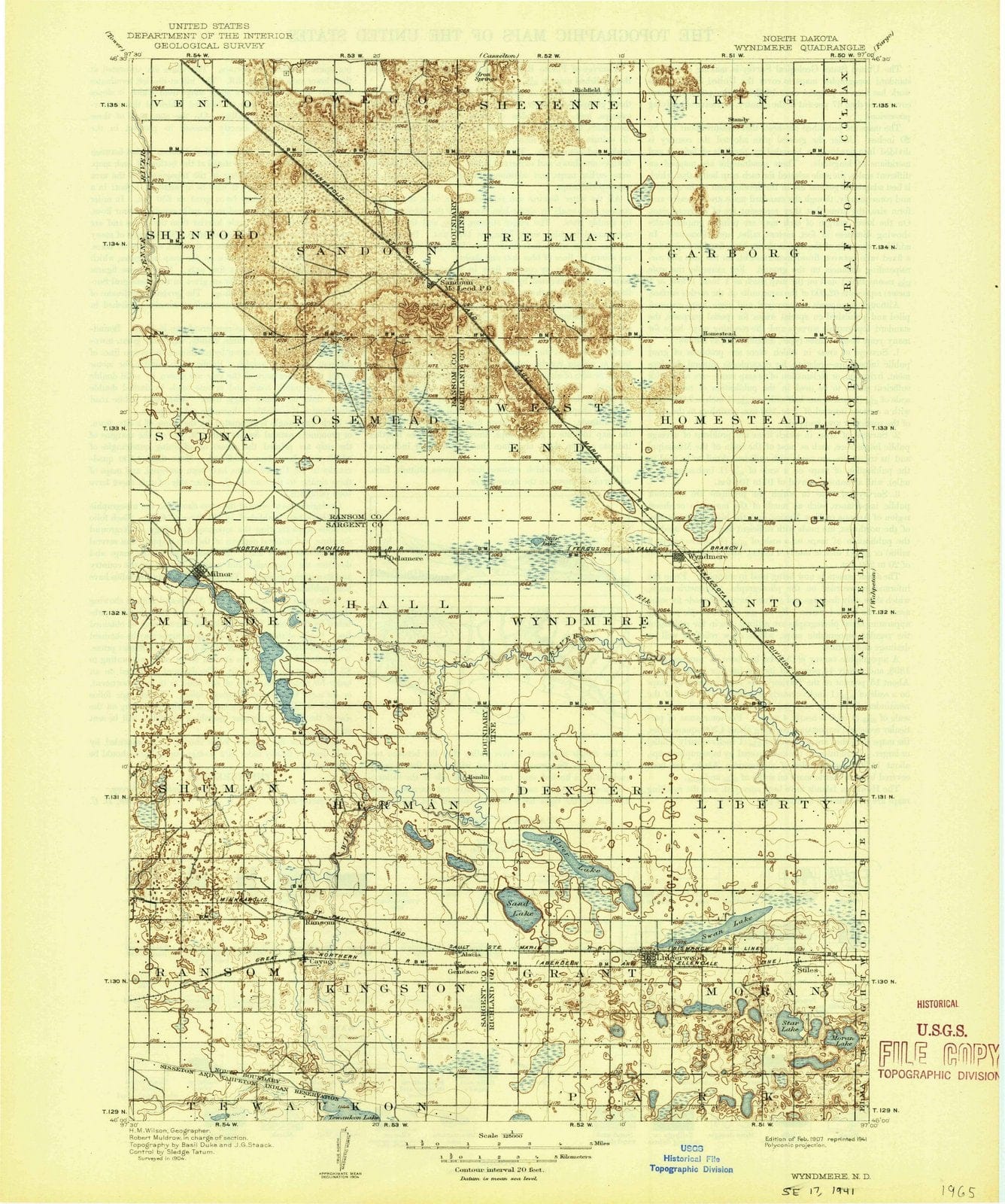 1907 Wyndmere, ND - North Dakota - USGS Topographic Map
