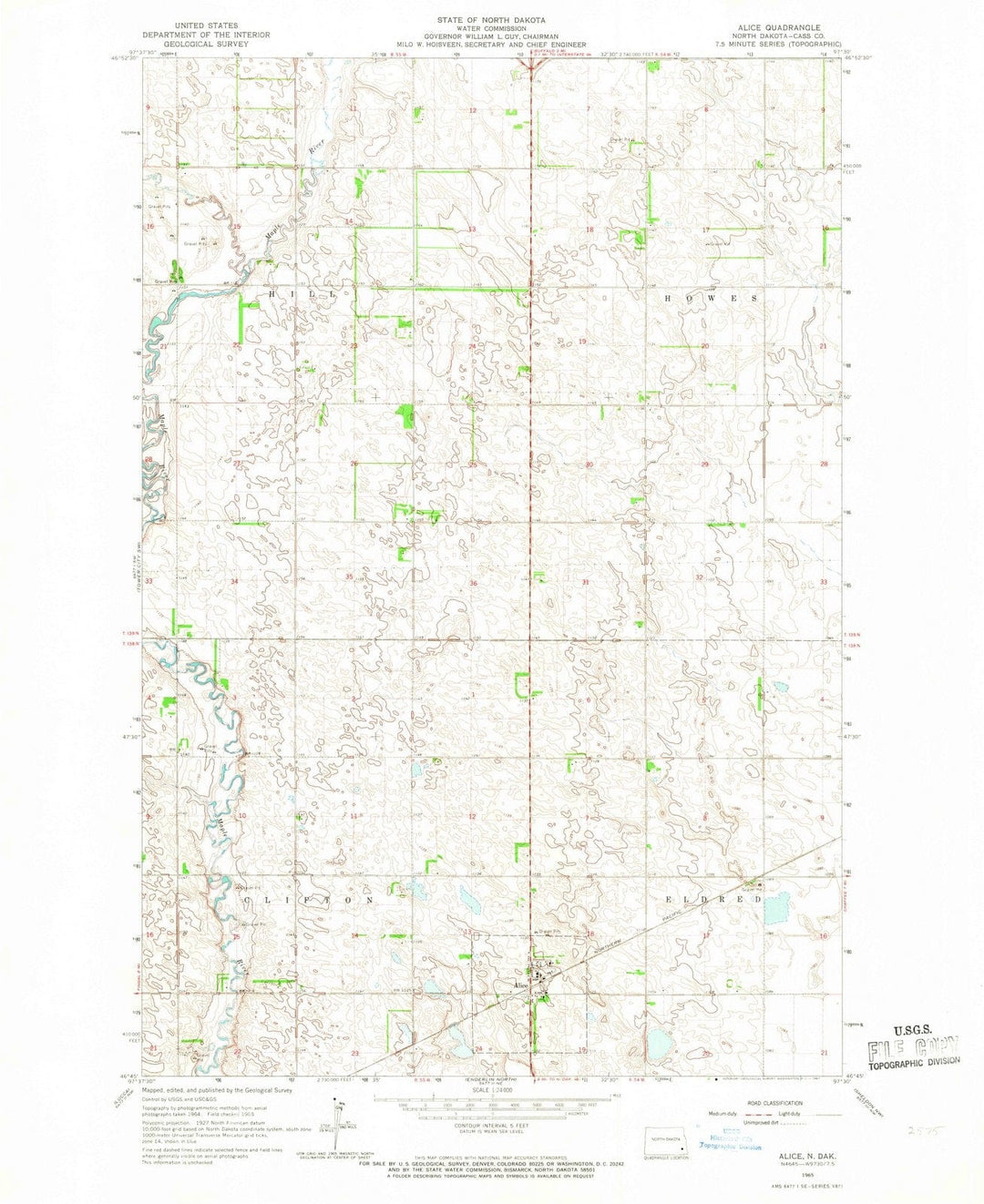 1965 Alice, ND - North Dakota - USGS Topographic Map