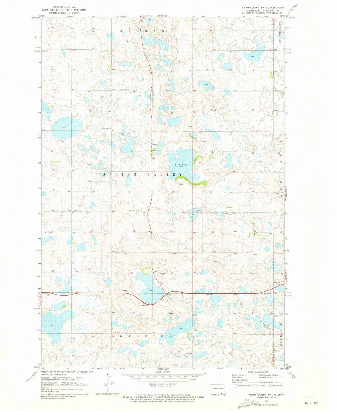 1971 Merricourt, ND - North Dakota - USGS Topographic Map v3