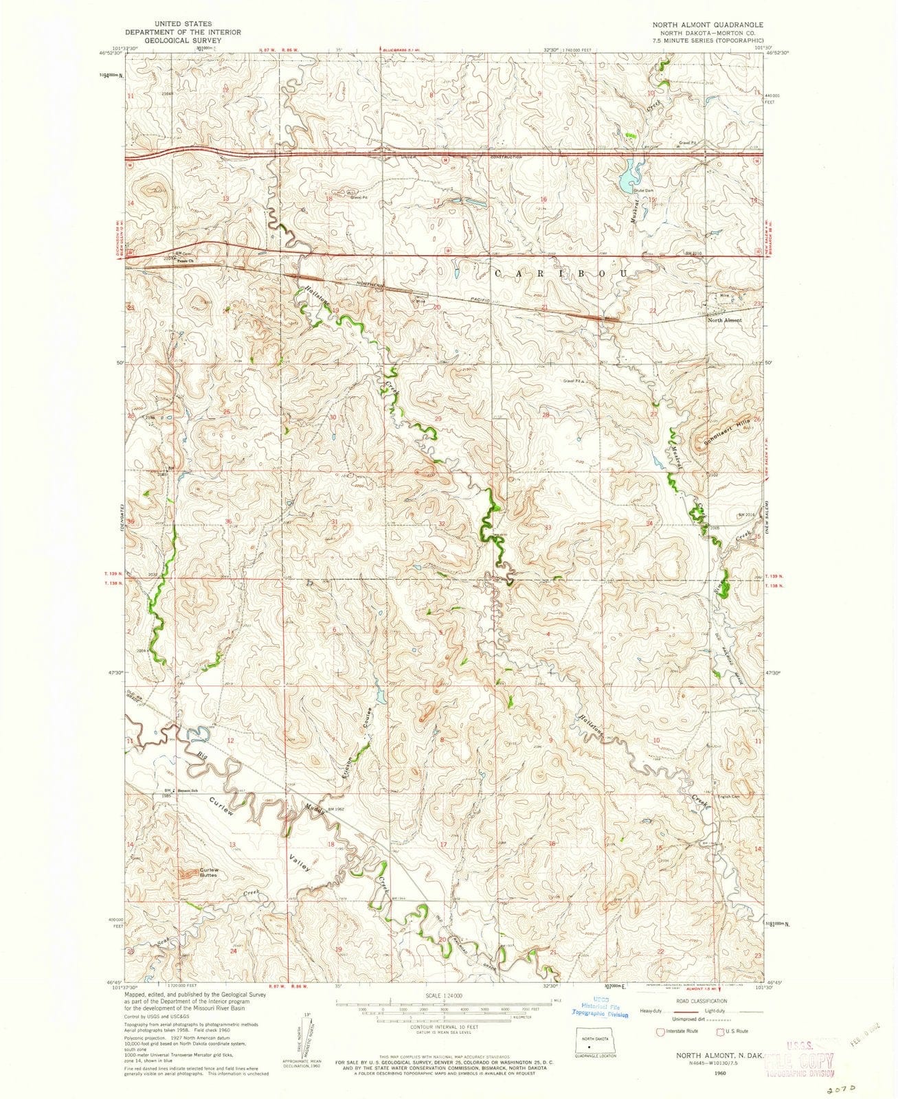 1960 North Almont, ND - North Dakota - USGS Topographic Map