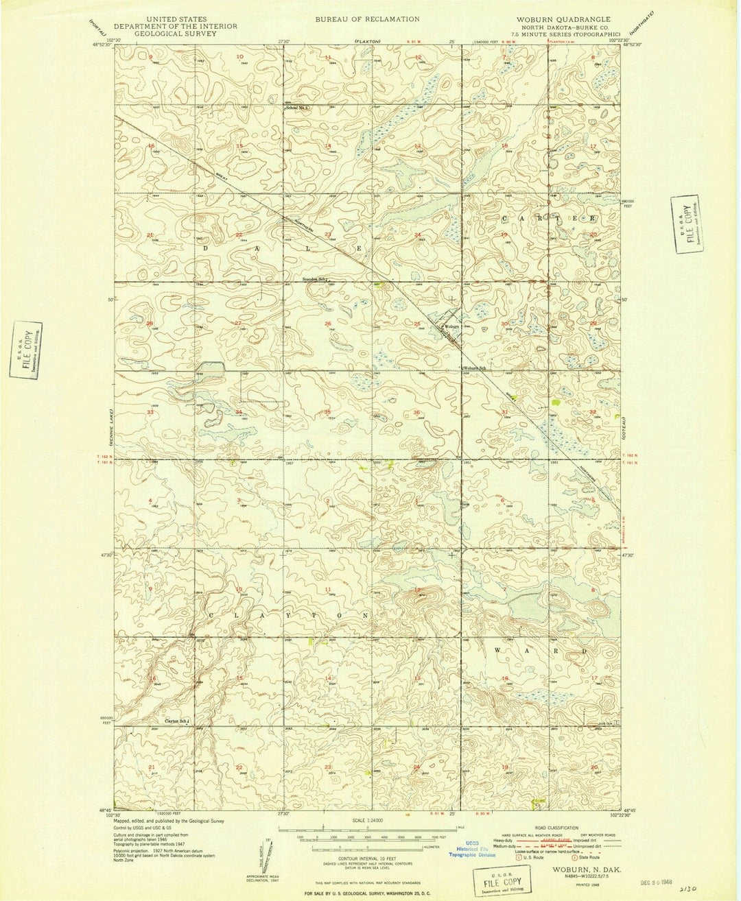 1948 Woburn, ND - North Dakota - USGS Topographic Map