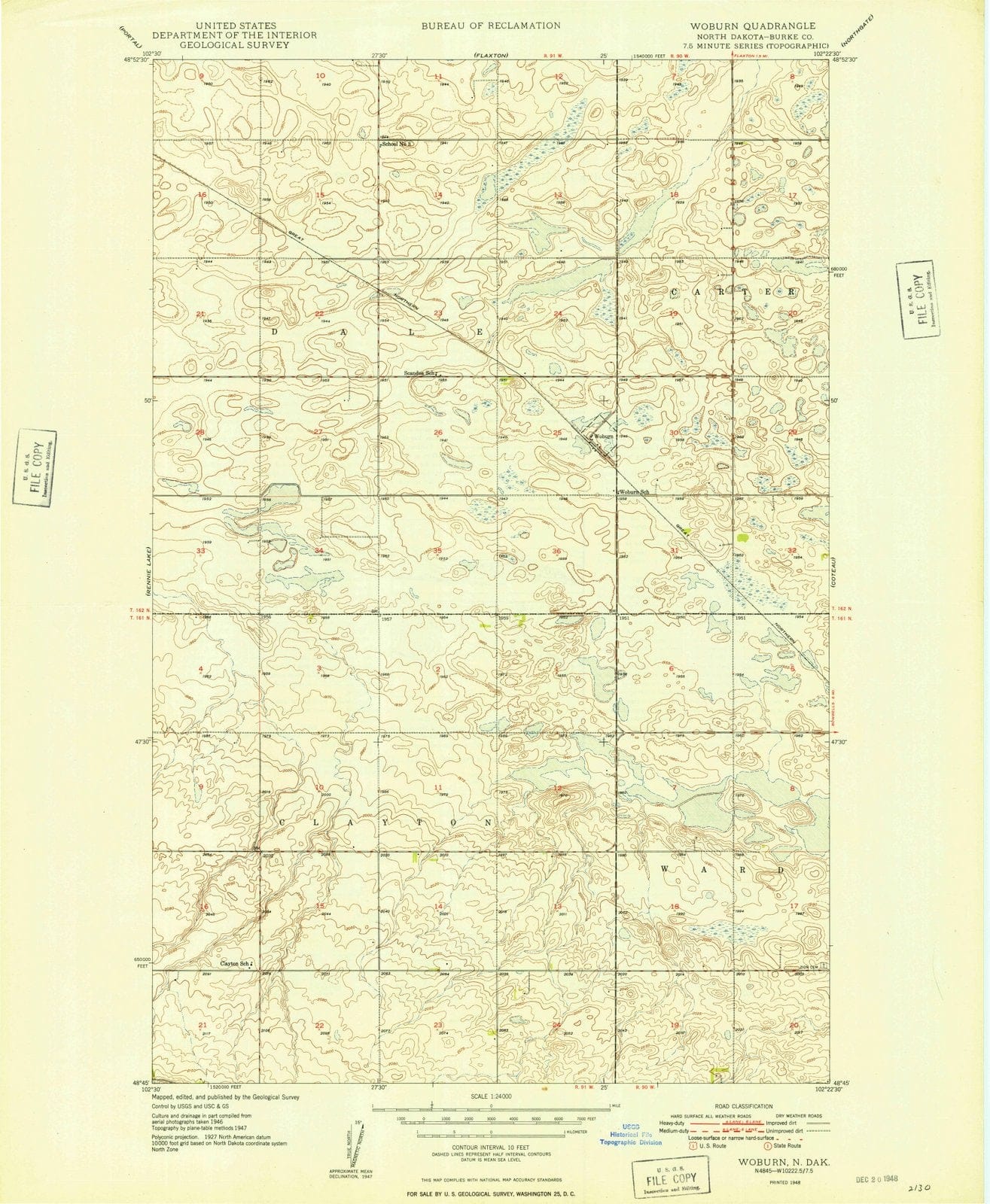 1948 Woburn, ND - North Dakota - USGS Topographic Map