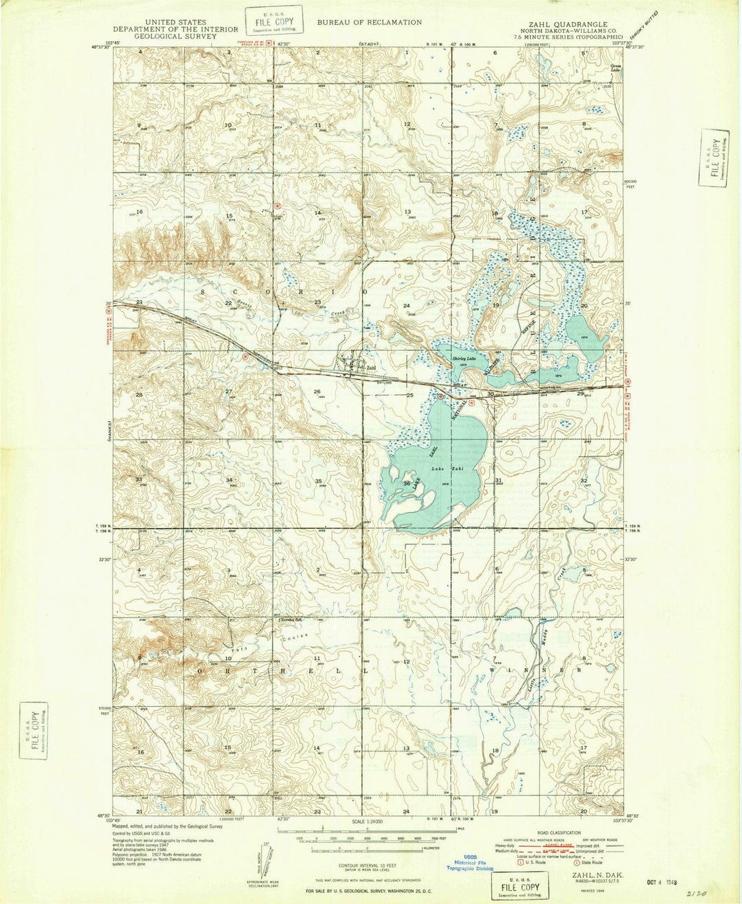 1948 Zahl, ND - North Dakota - USGS Topographic Map