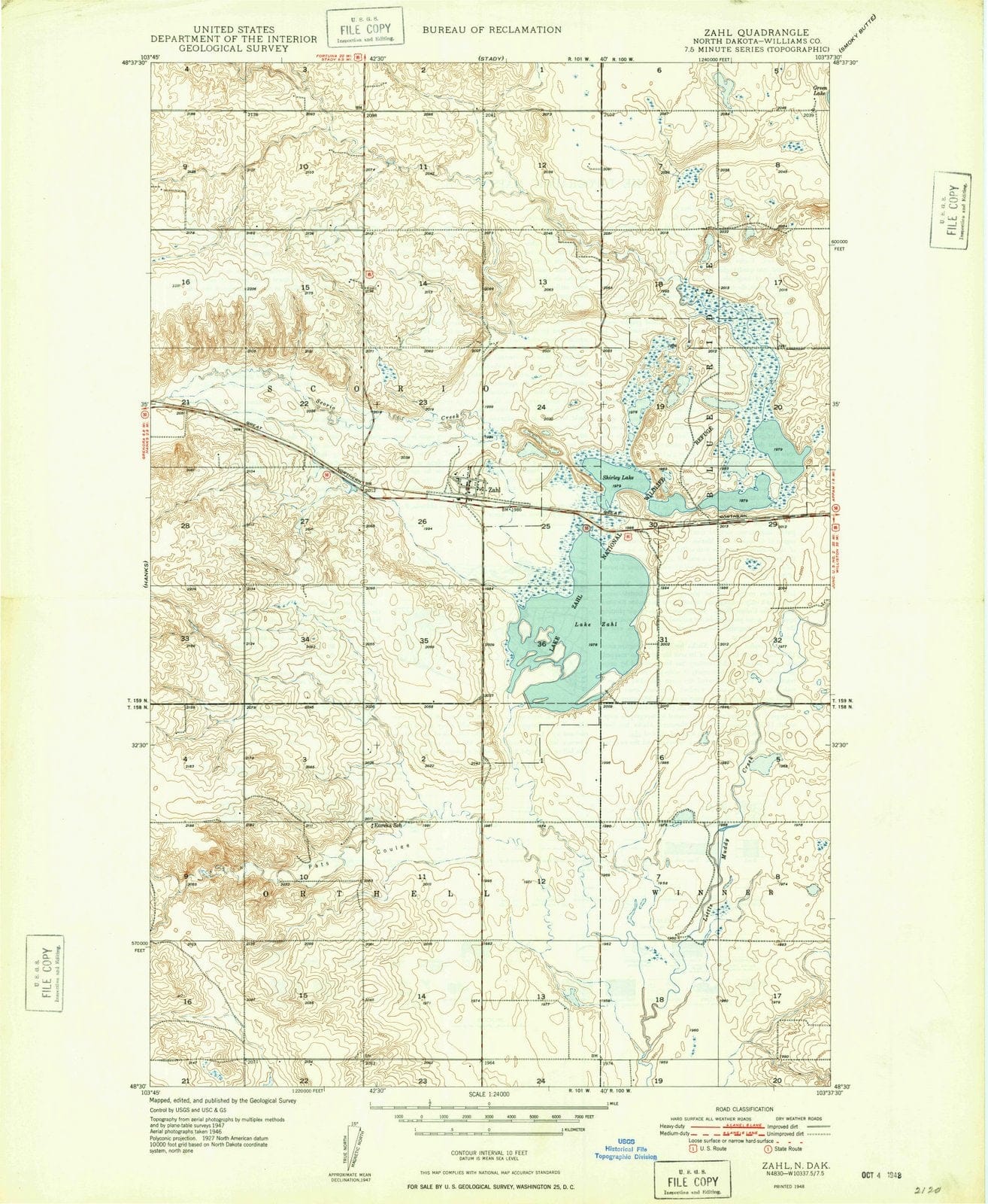 1948 Zahl, ND - North Dakota - USGS Topographic Map