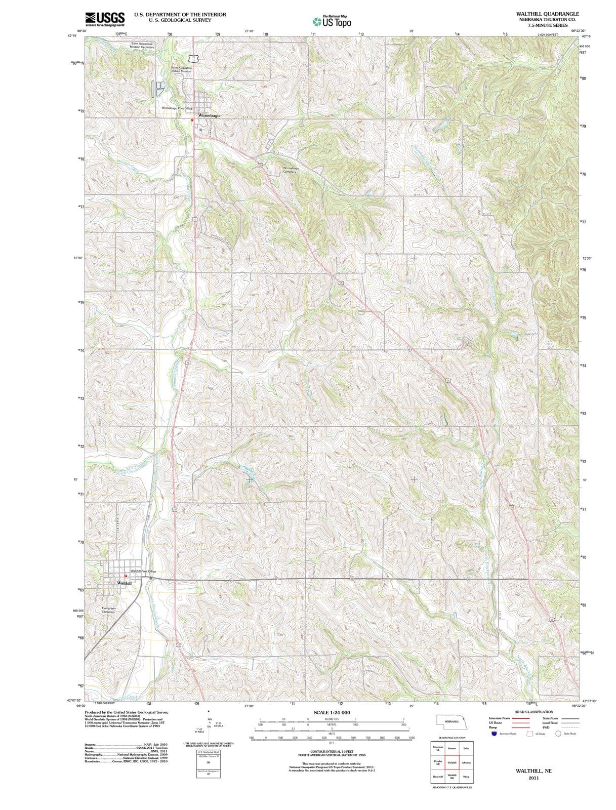 2011 Walthill, NE - Nebraska - USGS Topographic Map v2