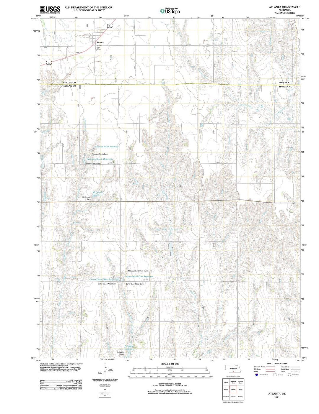 2011 Atlanta, NE - Nebraska - USGS Topographic Map
