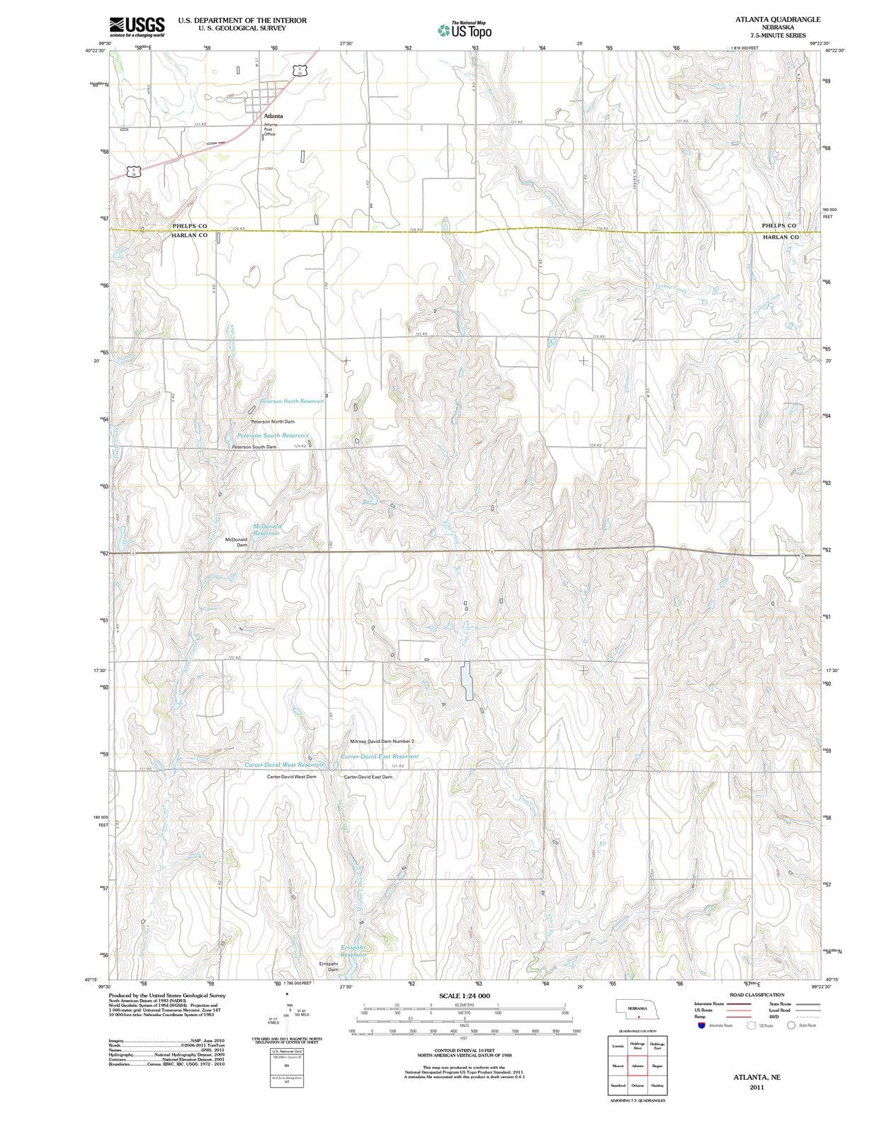 2011 Atlanta, NE - Nebraska - USGS Topographic Map