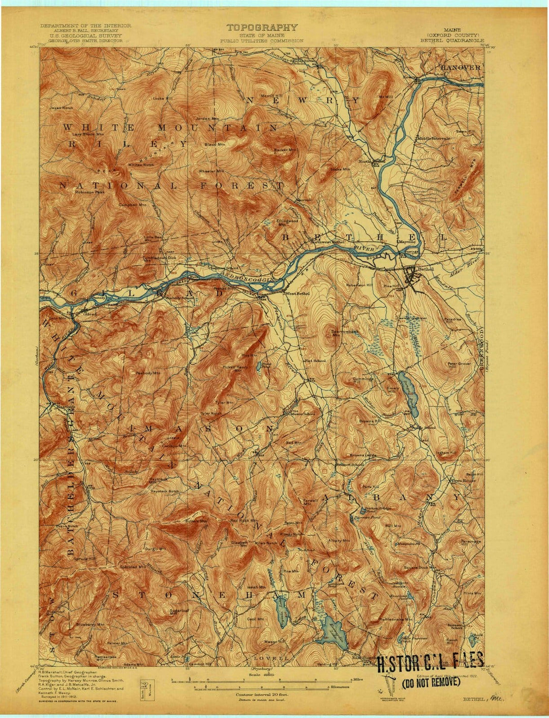 1914 Bethel, ME - Maine - USGS Topographic Map