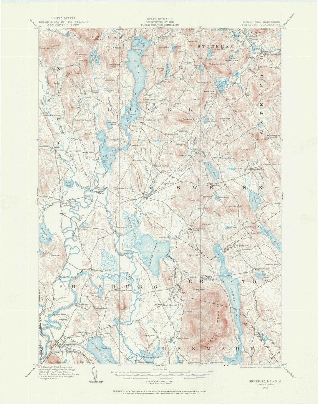 1909 Fryeburg, ME - Maine - USGS Topographic Map