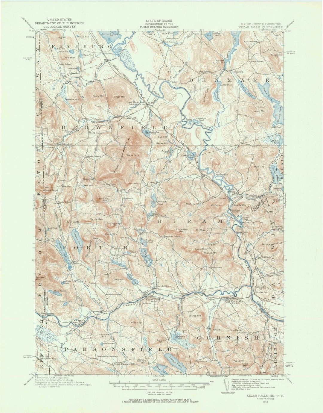 1910 Kezar Falls, ME - Maine - USGS Topographic Map v2