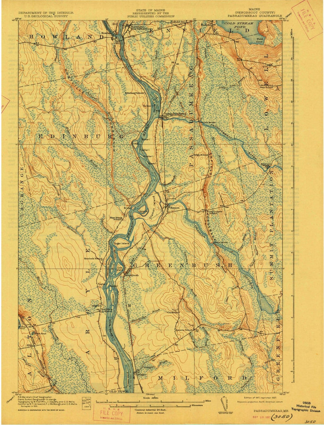 1917 Passadumkeag, ME - Maine - USGS Topographic Map