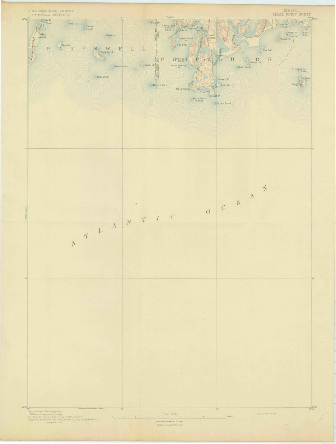 1893 Small Point, ME - Maine - USGS Topographic Map