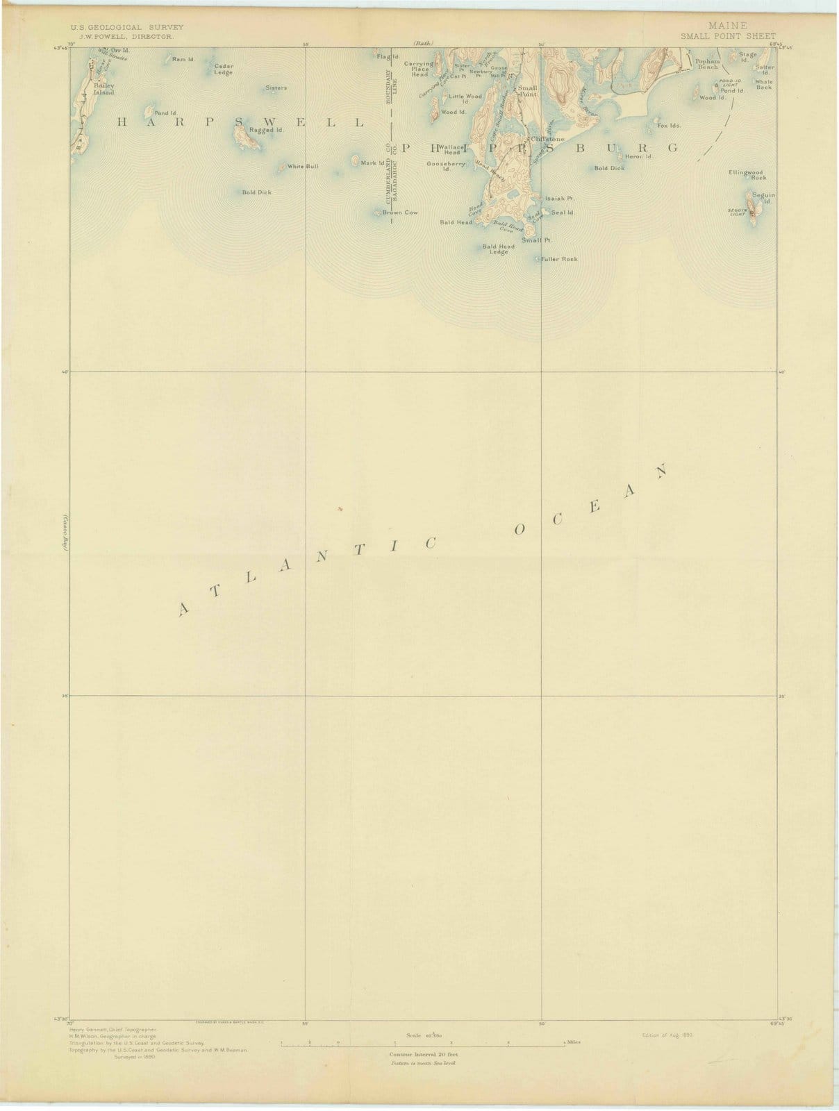 1893 Small Point, ME - Maine - USGS Topographic Map