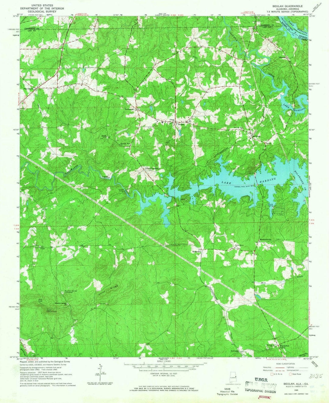 1965 Beulah, AL - Alabama - USGS Topographic Map