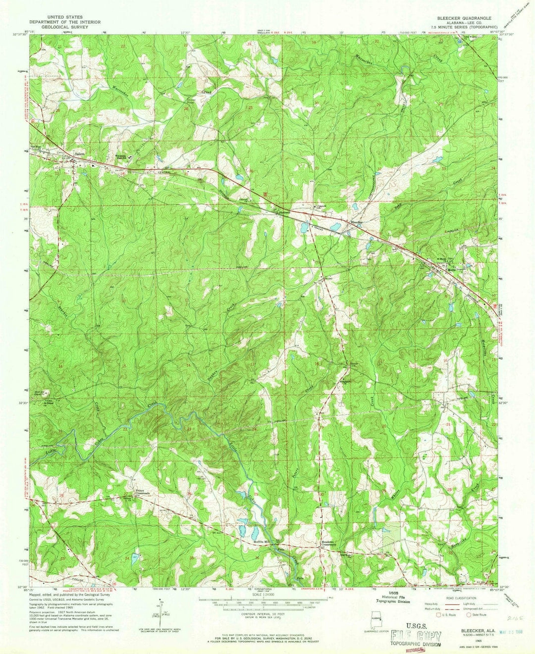 1965 Bleecker, AL - Alabama - USGS Topographic Map