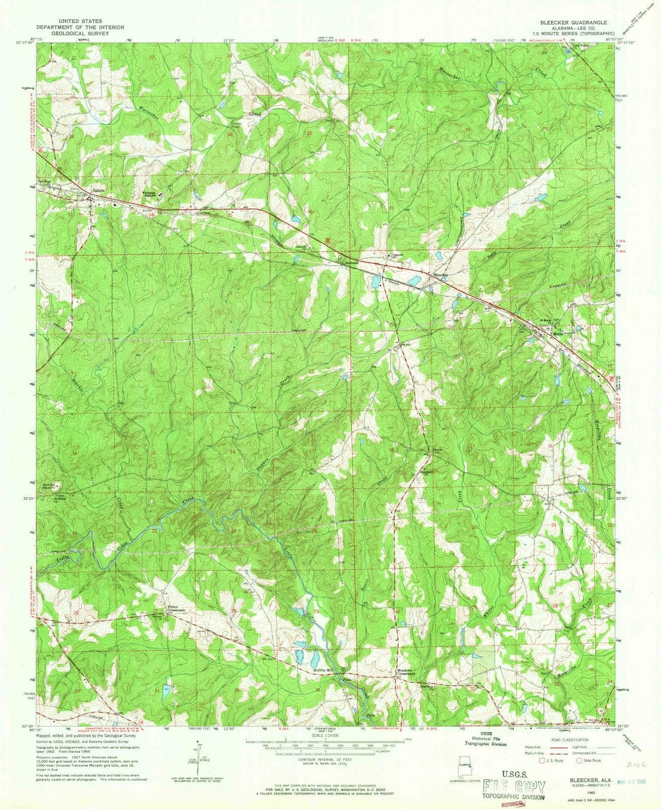 1965 Bleecker, AL - Alabama - USGS Topographic Map