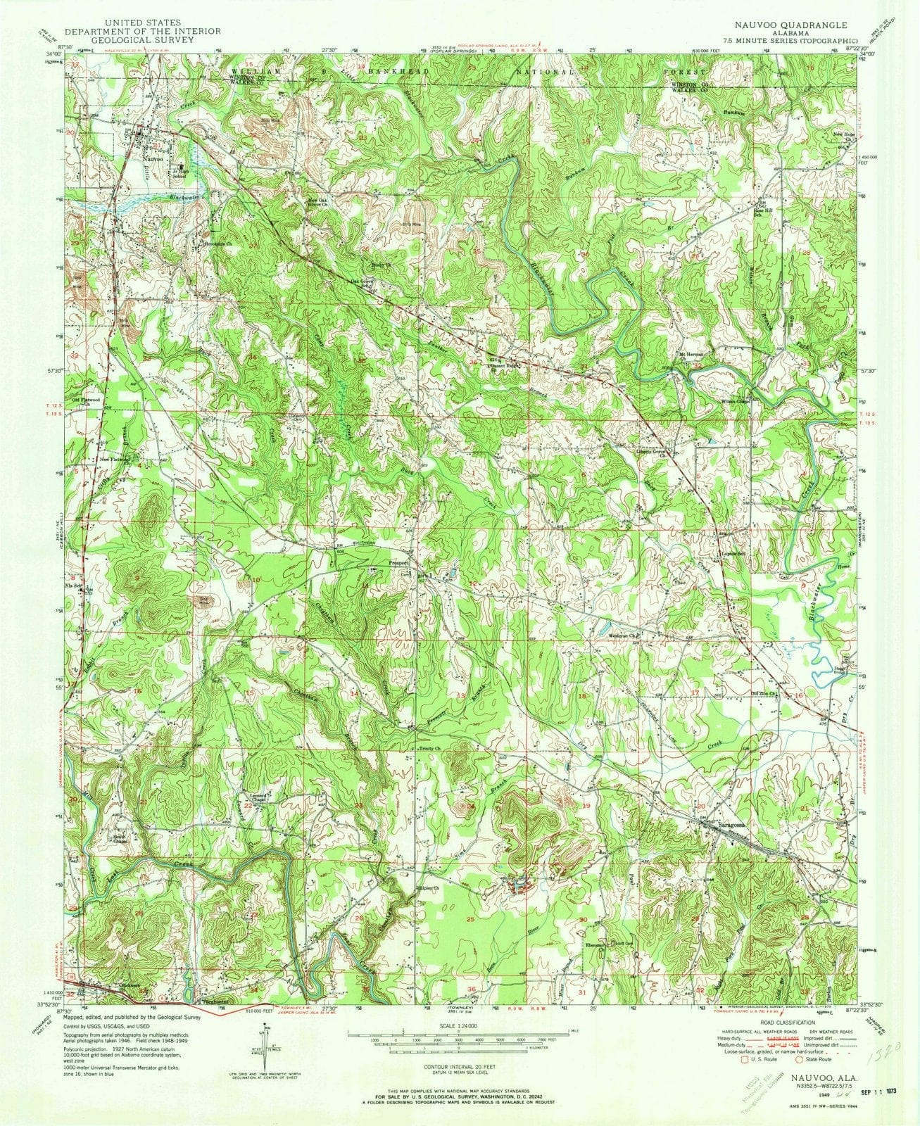 1949 Nauvoo, AL - Alabama - USGS Topographic Map