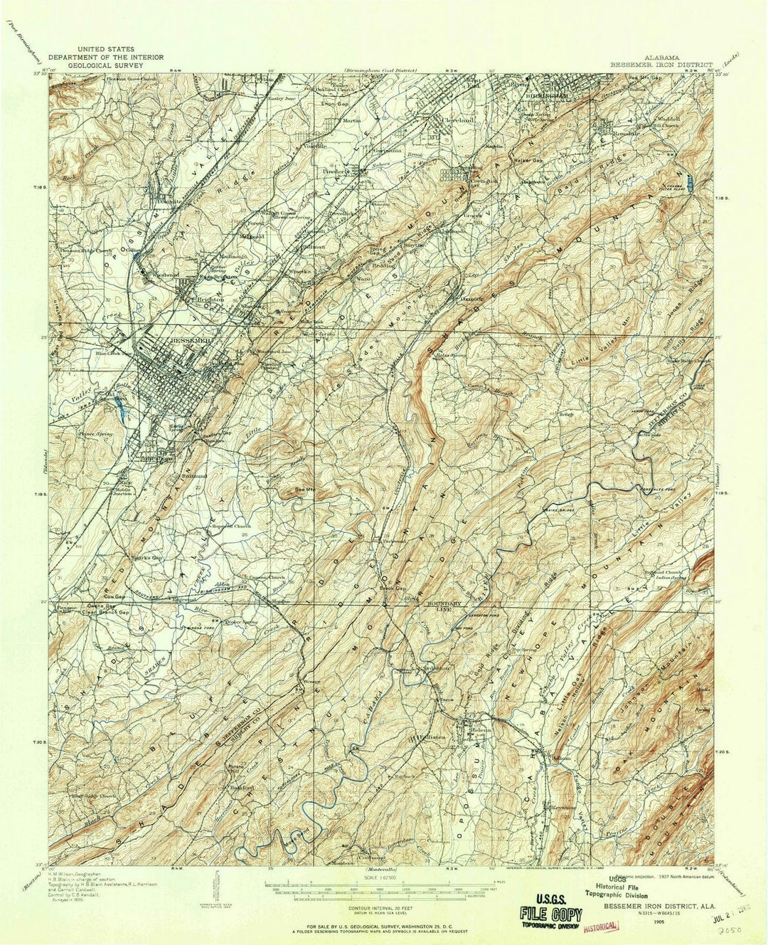 1905 Bessemer Ironistrict, AL - Alabama - USGS Topographic Map