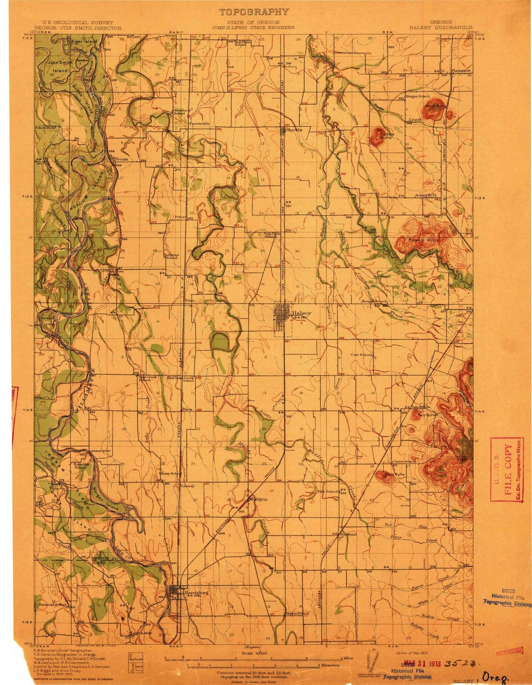 1912 Halsey, OR - Oregon - USGS Topographic Map