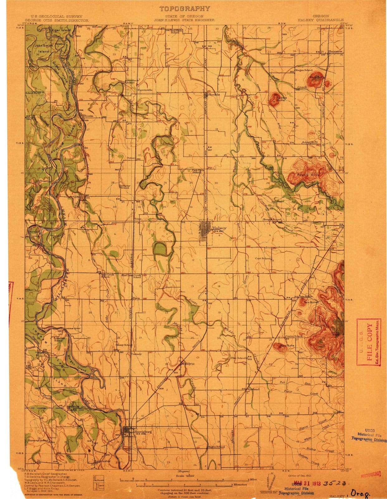 1912 Halsey, OR - Oregon - USGS Topographic Map