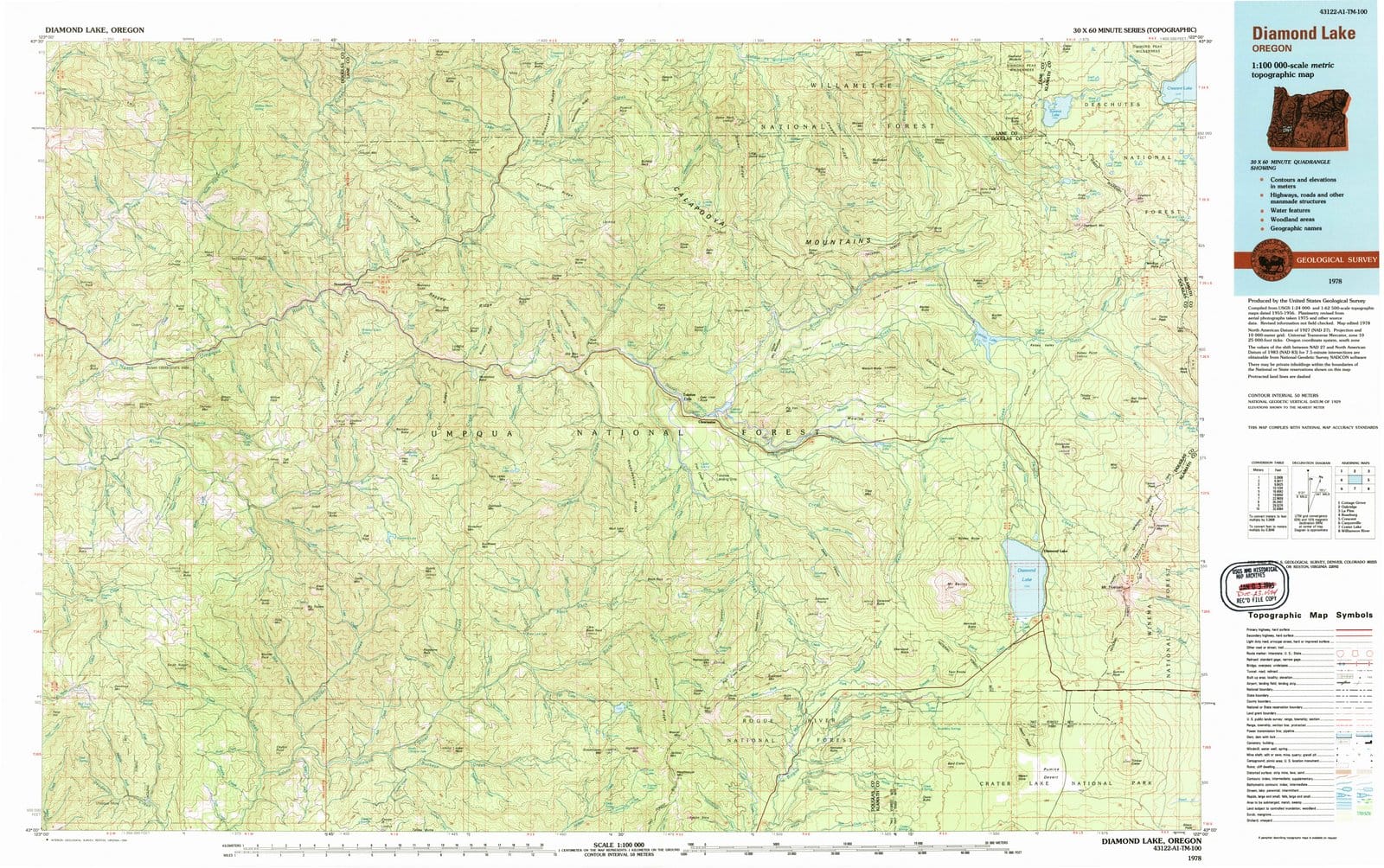 1978 Diamond Lake, OR - Oregon - USGS Topographic Map