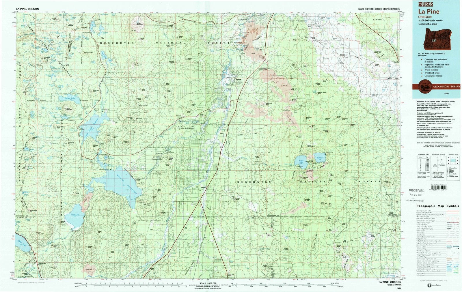 1986 La Pine, OR - Oregon - USGS Topographic Map