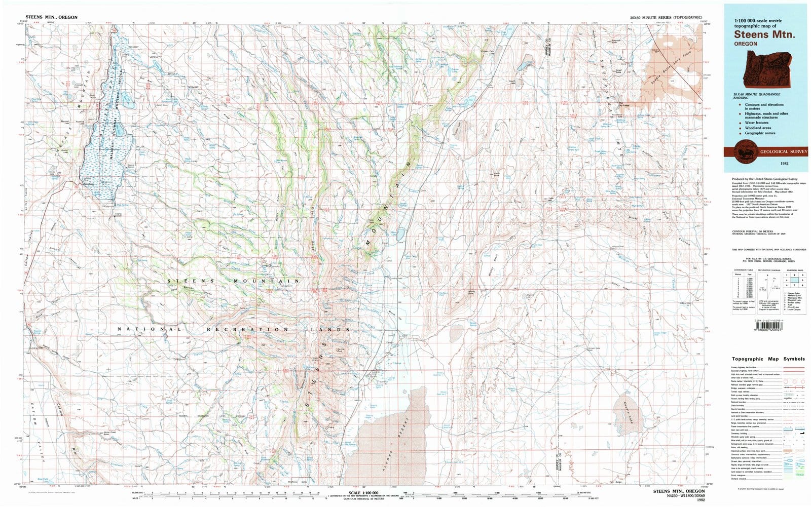 1982 Steens MTN, OR - Oregon - USGS Topographic Map