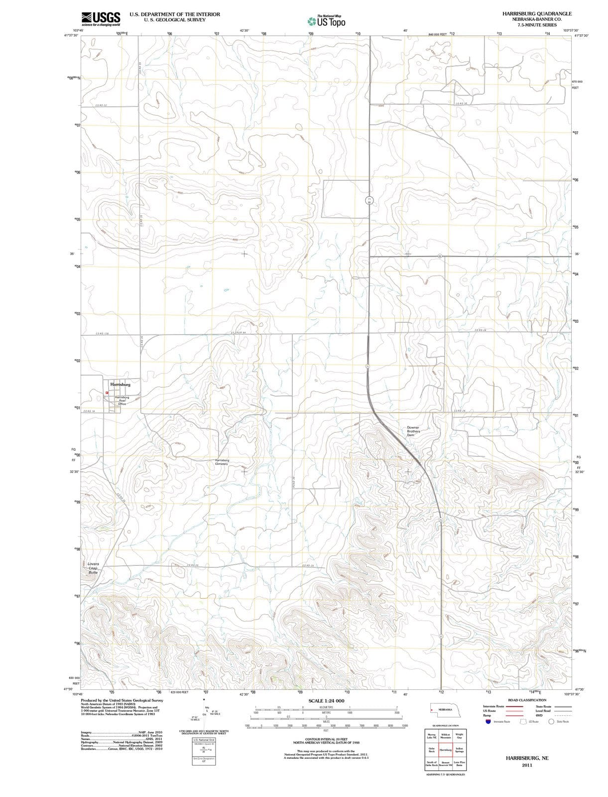 2011 Harrisburg, NE - Nebraska - USGS Topographic Map