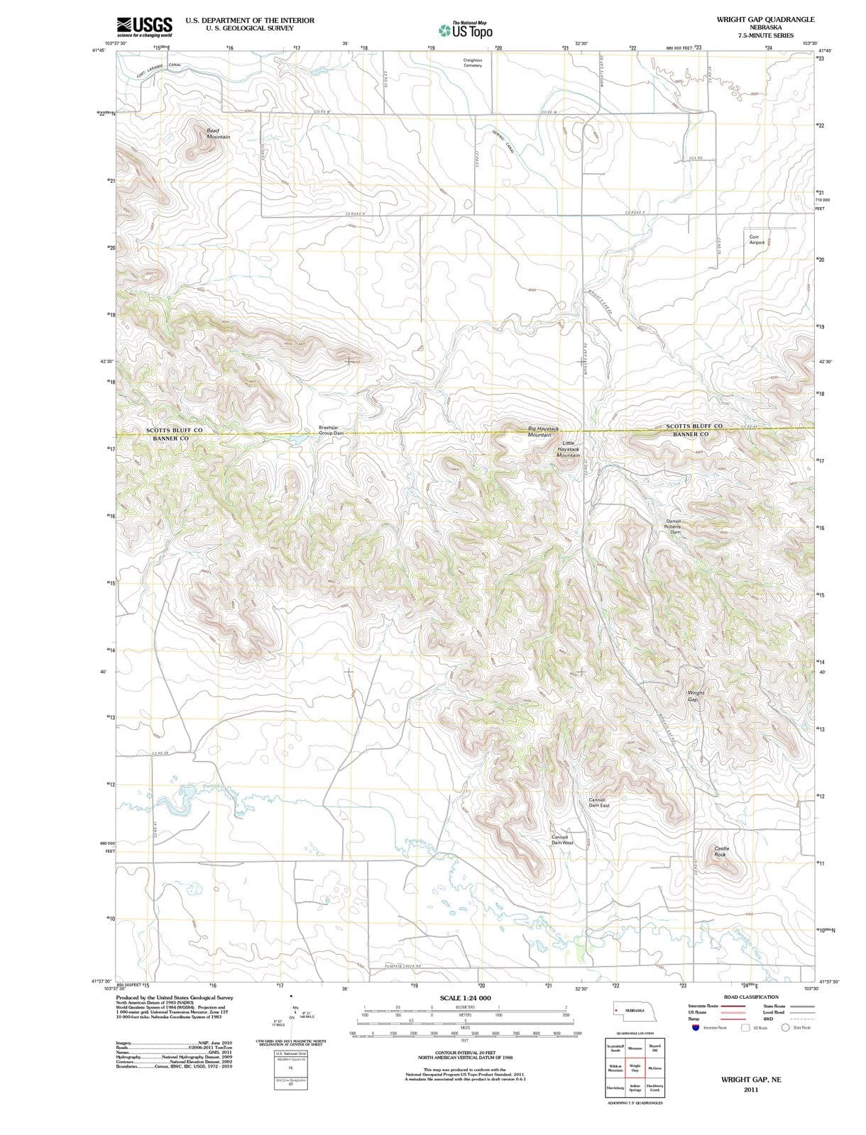 2011 Wright Gap, NE - Nebraska - USGS Topographic Map