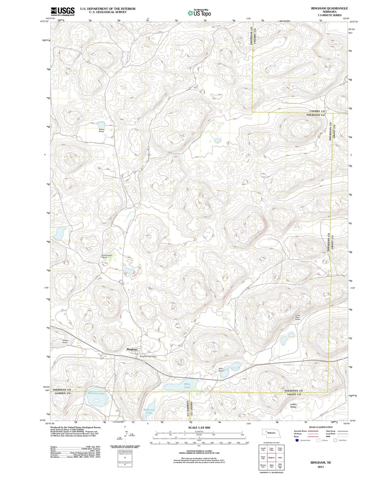 2011 Bingham, NE - Nebraska - USGS Topographic Map