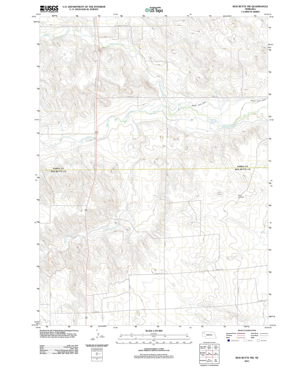2011 Box Butte, NE - Nebraska - USGS Topographic Map v3