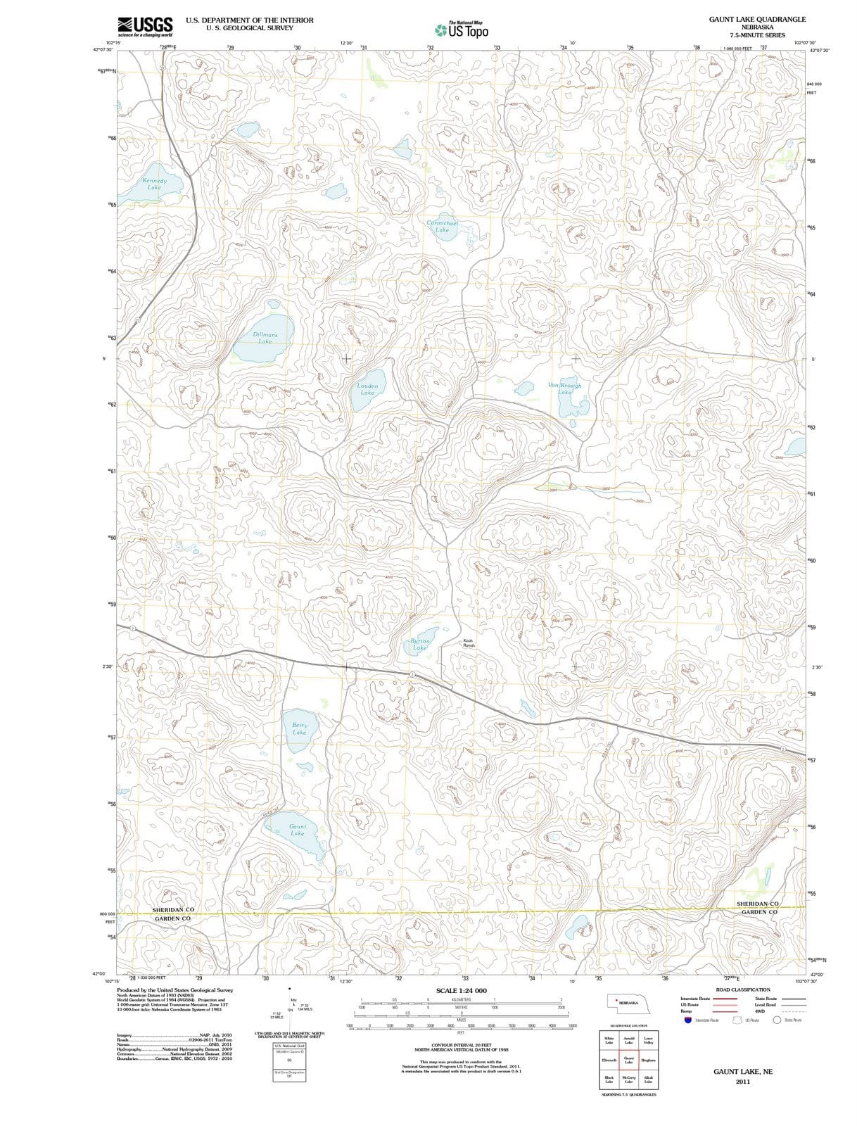 2011 Gaunt Lake, NE - Nebraska - USGS Topographic Map
