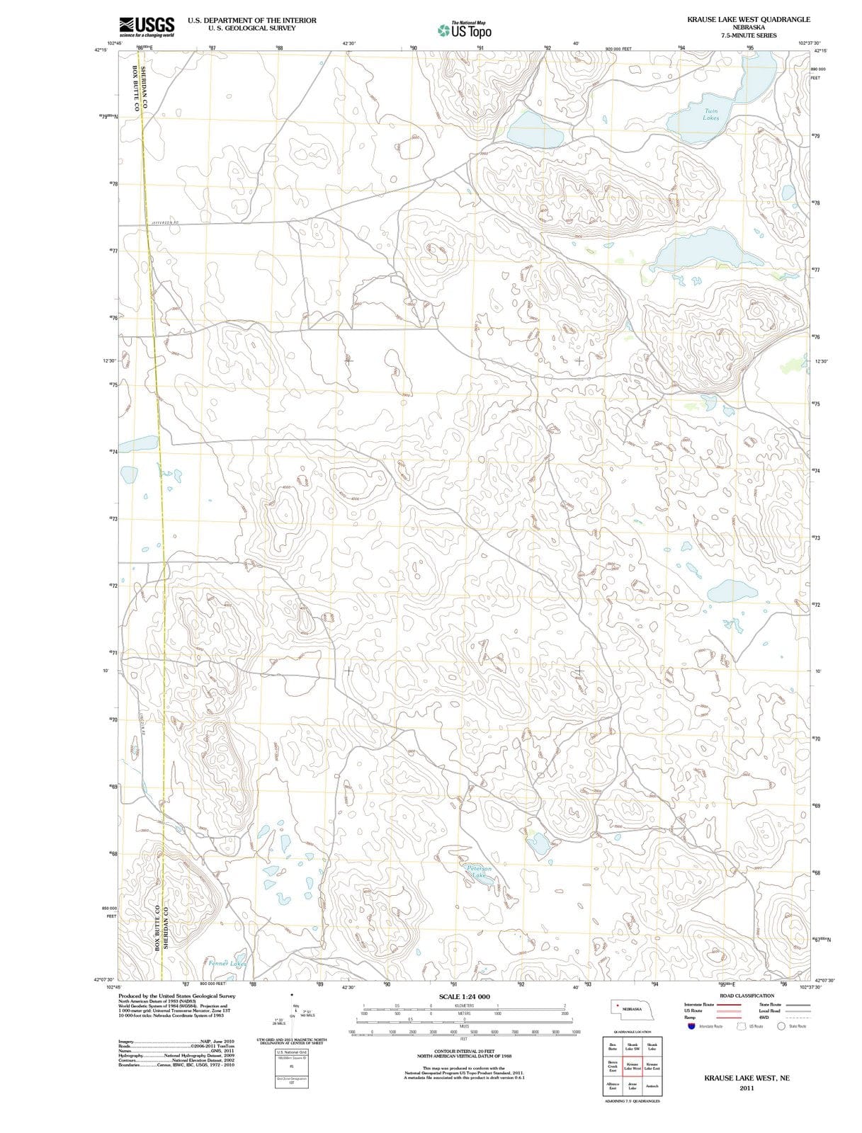 2011 Krause Lake West, NE - Nebraska - USGS Topographic Map
