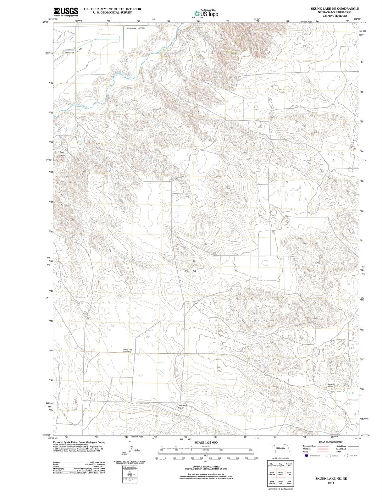 2011 Skunk Lake, NE - Nebraska - USGS Topographic Map