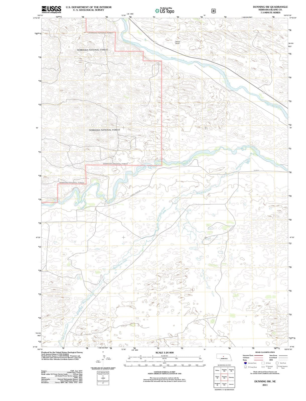2011 Dunning, NE - Nebraska - USGS Topographic Map v2