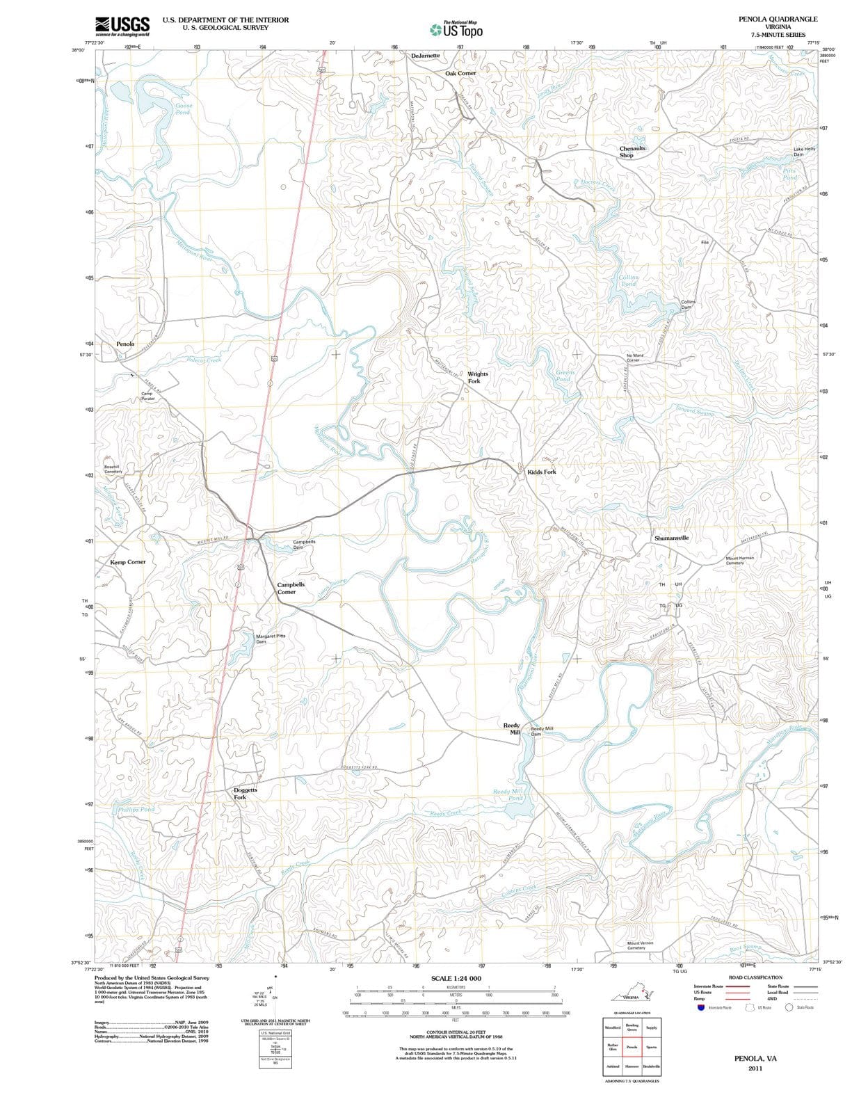 2011 Penola, VA - Virginia - USGS Topographic Map