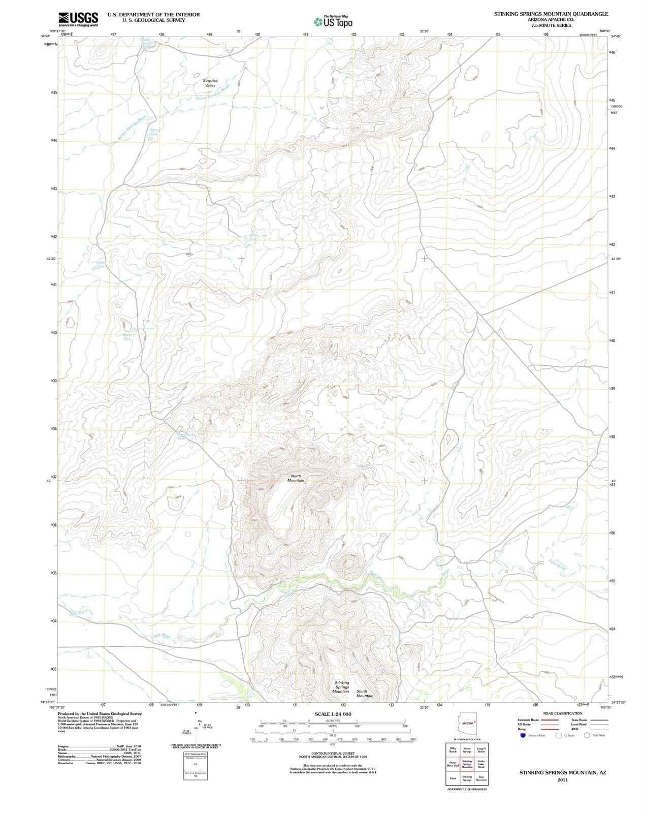 2011 Stinking Springs Mountain, AZ - Arizona - USGS Topographic Map