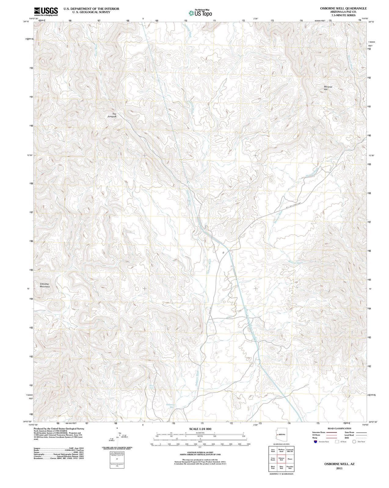 2011 Osborne Well, AZ - Arizona - USGS Topographic Map