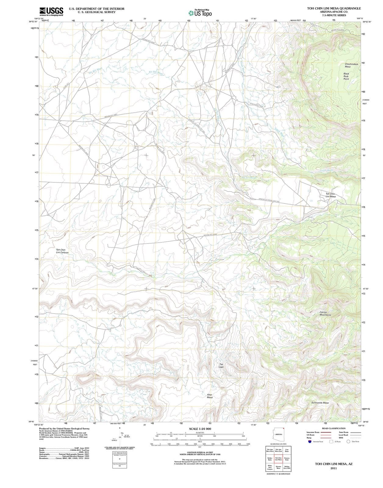 2011 Toh Chin Lini Mesa, AZ - Arizona - USGS Topographic Map