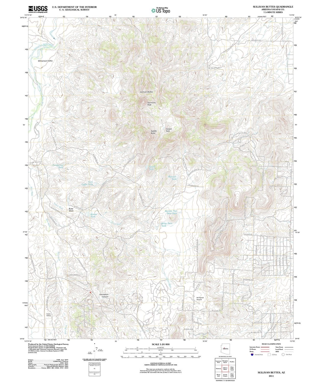2011 Sullivan Buttes, AZ - Arizona - USGS Topographic Map